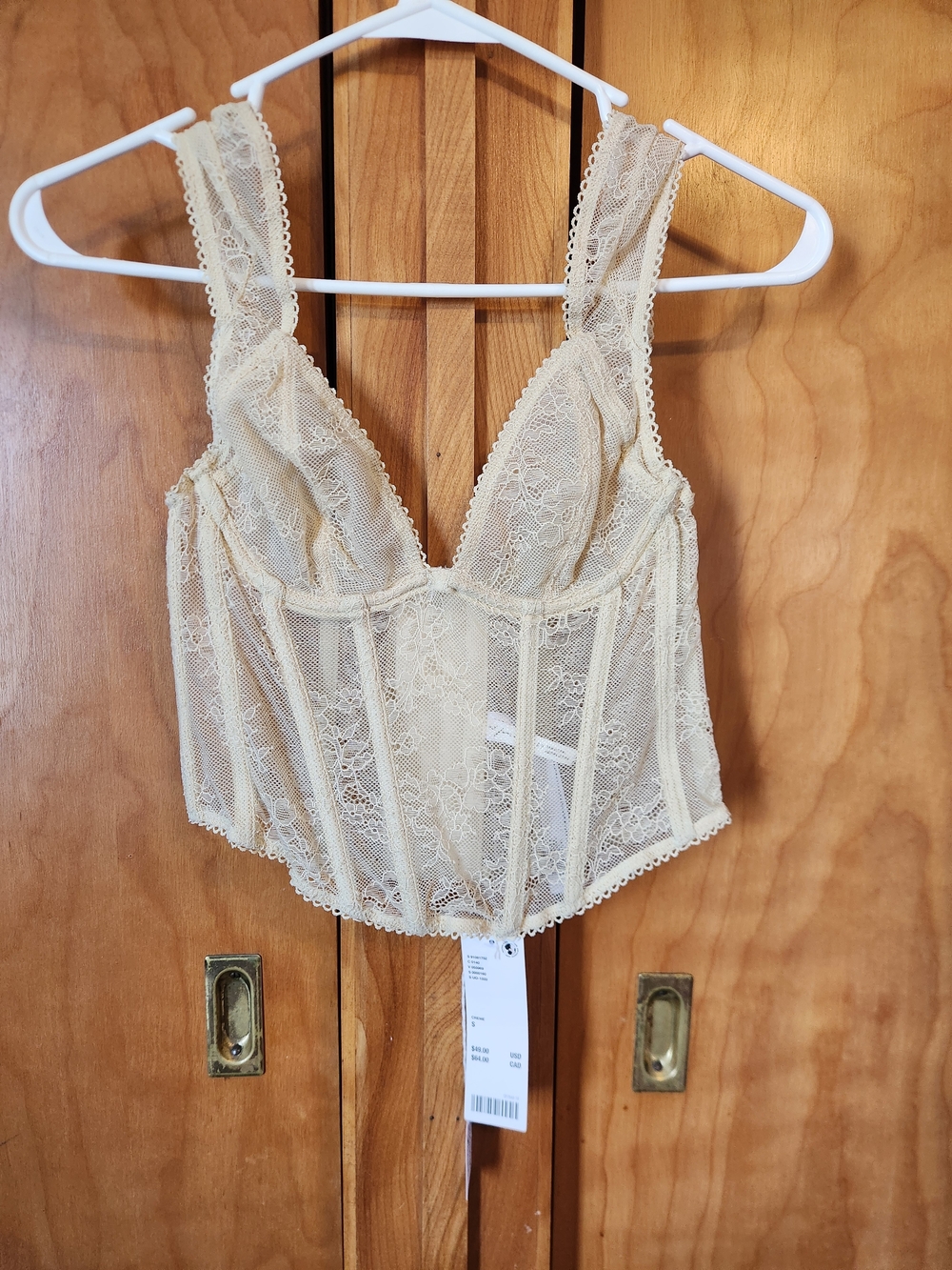 Urban Outfitters Lace Bustier Camisole in Beige